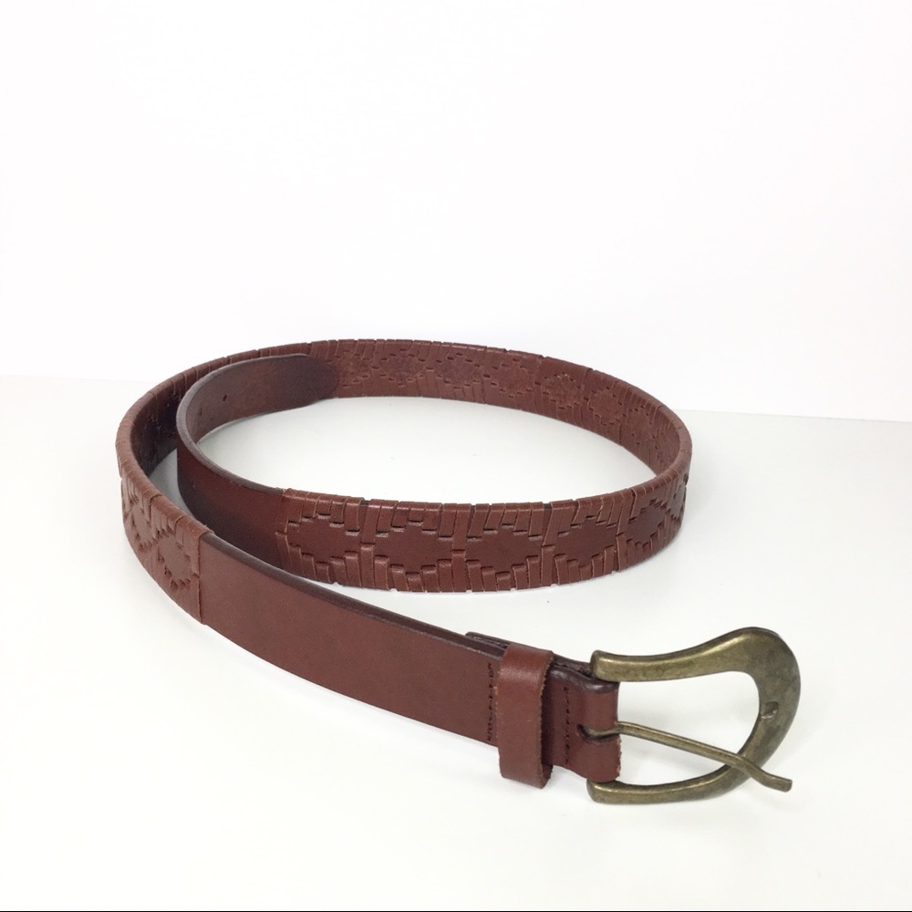 RARE Woven Aztec Boho Brown Vintage Leather Belt